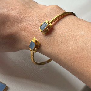 Julie Vos Bangle Bracelet- Gold with Blue Gemstones